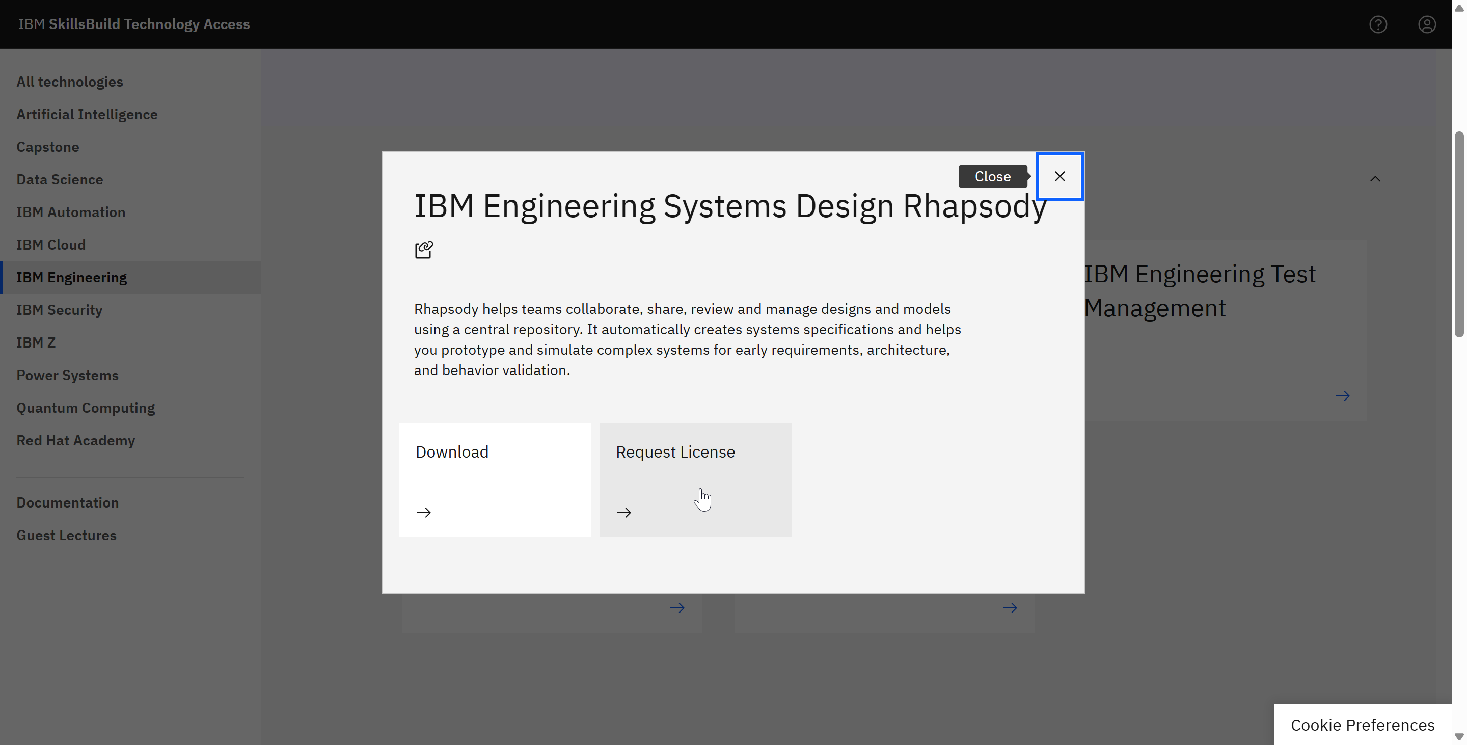 Bouton Request License